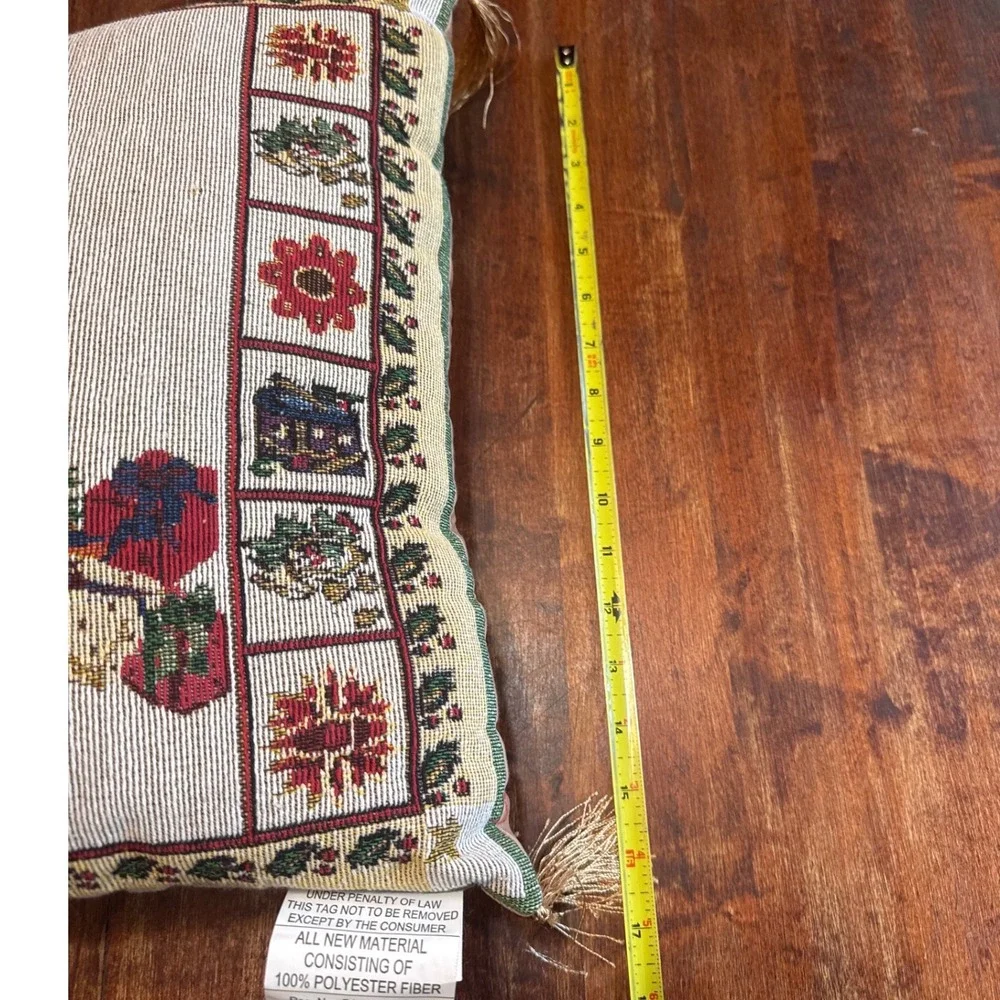 Homerbest Christmas Tree Tapestry Throw Pillow Gold Tassels‎ 16x16 Holiday Decor